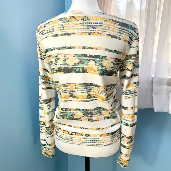 Anthropologie Moth Array Floral Striped Cardigan Size Small - Picture 3 of 8